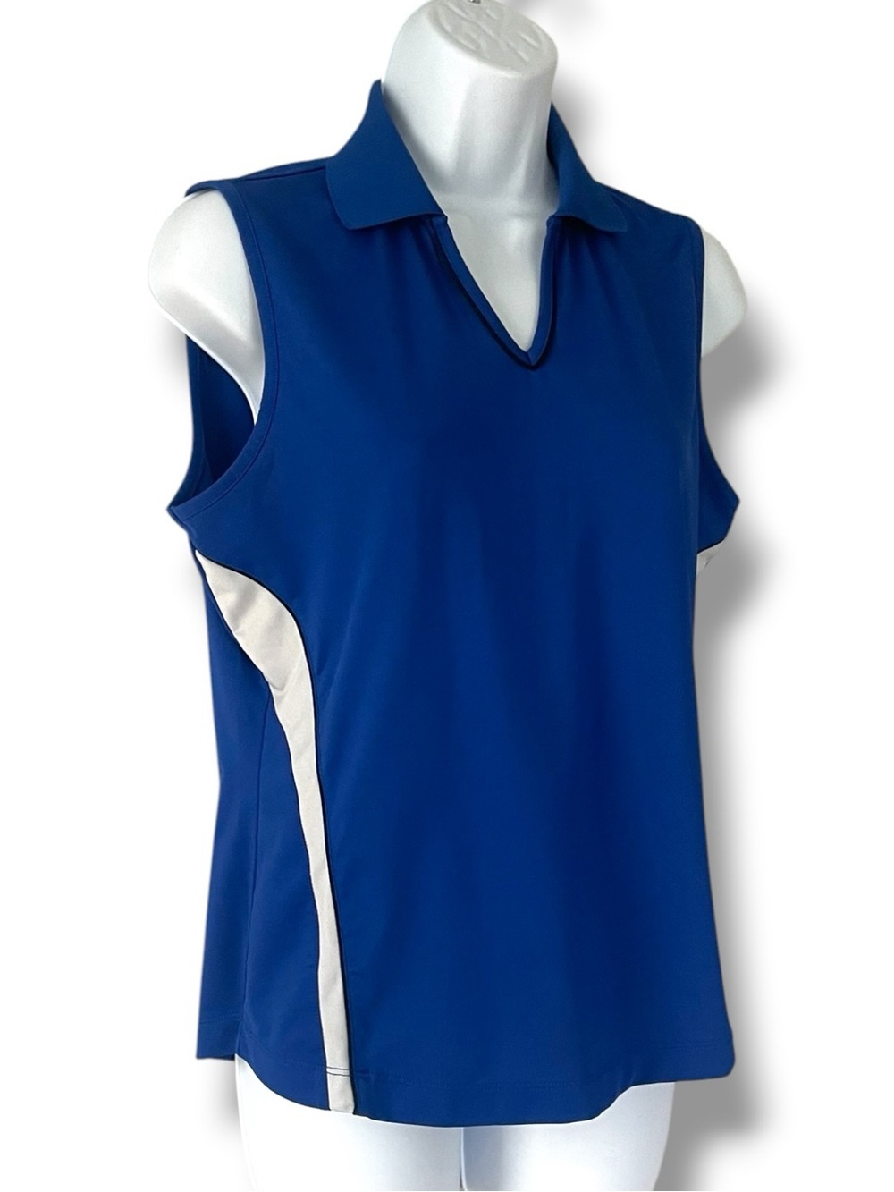 EP Pro Tour Tech Blue Sleeveless Collard Golf Polo Top Athletic Country Club